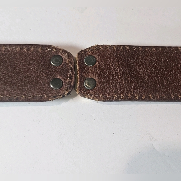 Fossil Ornate Brass Hardware Genuine Leather Belt Size M Heart Concho Westen VTG